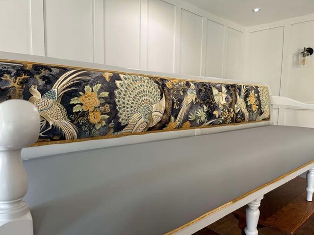 A view of a floral pattern on a luxury, revitalised bench