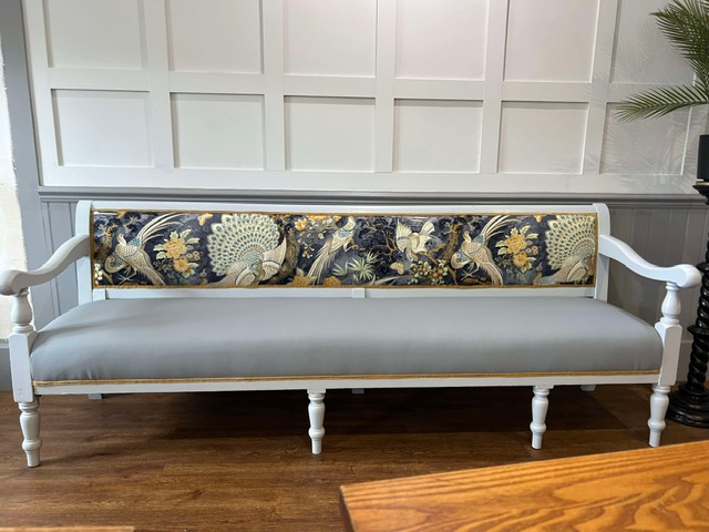A luxurious reupholstered bench